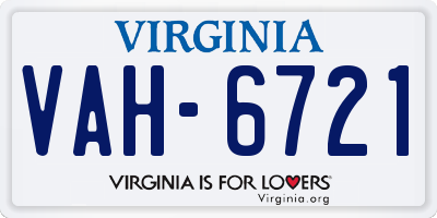VA license plate VAH6721
