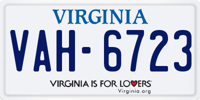VA license plate VAH6723
