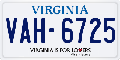 VA license plate VAH6725