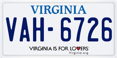 VA license plate VAH6726