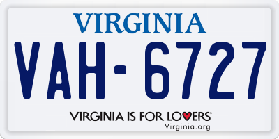 VA license plate VAH6727