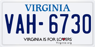 VA license plate VAH6730