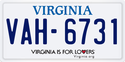 VA license plate VAH6731
