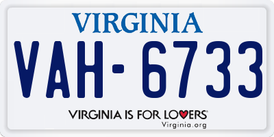 VA license plate VAH6733