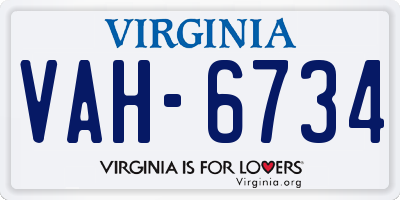 VA license plate VAH6734