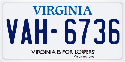 VA license plate VAH6736