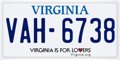 VA license plate VAH6738