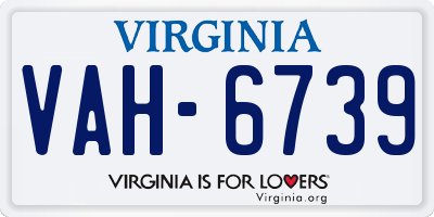 VA license plate VAH6739