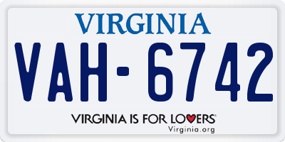 VA license plate VAH6742