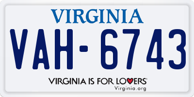 VA license plate VAH6743