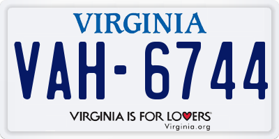 VA license plate VAH6744