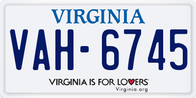 VA license plate VAH6745