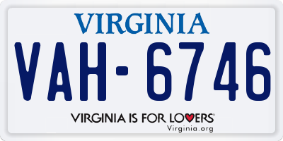 VA license plate VAH6746