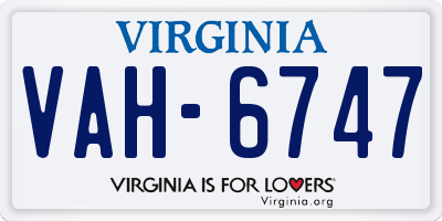 VA license plate VAH6747