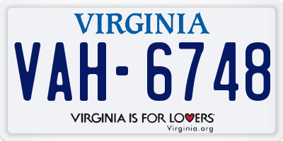 VA license plate VAH6748