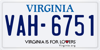 VA license plate VAH6751