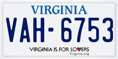 VA license plate VAH6753