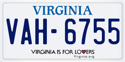 VA license plate VAH6755