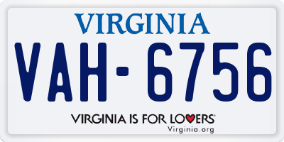 VA license plate VAH6756