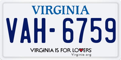 VA license plate VAH6759