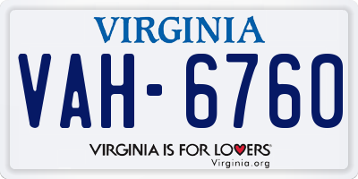 VA license plate VAH6760