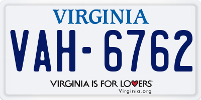 VA license plate VAH6762