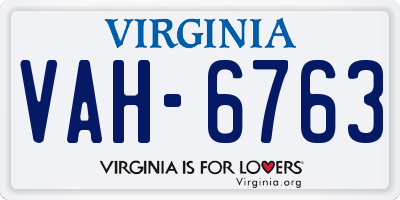 VA license plate VAH6763