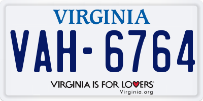VA license plate VAH6764