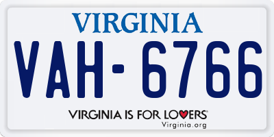 VA license plate VAH6766