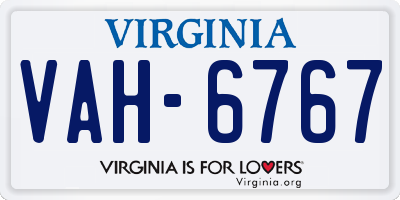 VA license plate VAH6767