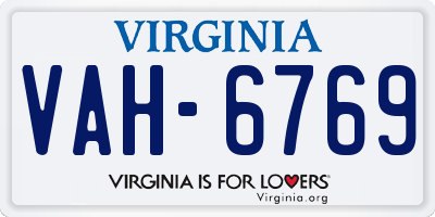 VA license plate VAH6769