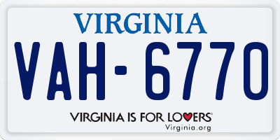 VA license plate VAH6770