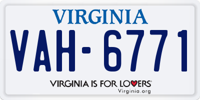 VA license plate VAH6771
