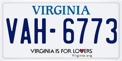 VA license plate VAH6773