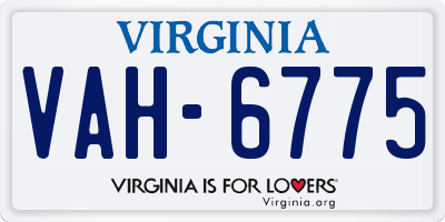 VA license plate VAH6775