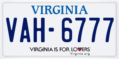 VA license plate VAH6777