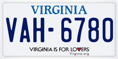 VA license plate VAH6780