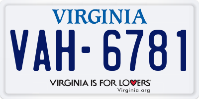 VA license plate VAH6781