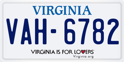 VA license plate VAH6782