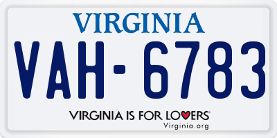 VA license plate VAH6783