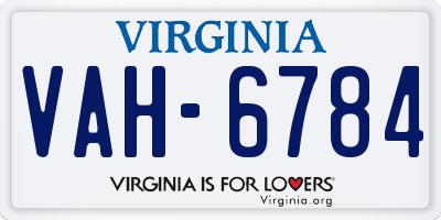VA license plate VAH6784