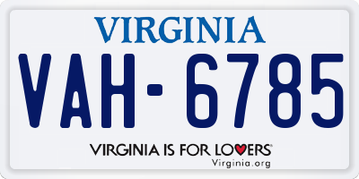 VA license plate VAH6785