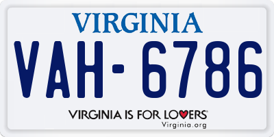 VA license plate VAH6786