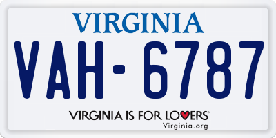 VA license plate VAH6787