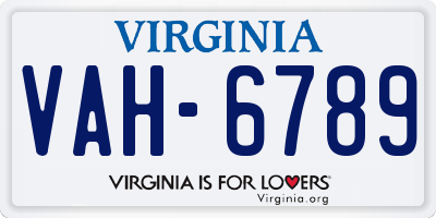 VA license plate VAH6789