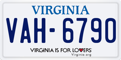 VA license plate VAH6790