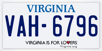 VA license plate VAH6796