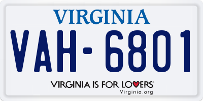 VA license plate VAH6801