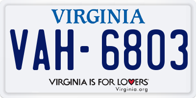 VA license plate VAH6803