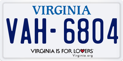 VA license plate VAH6804